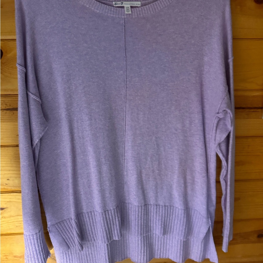 Seven7 Women's Light Purple Crew Neck Sweater